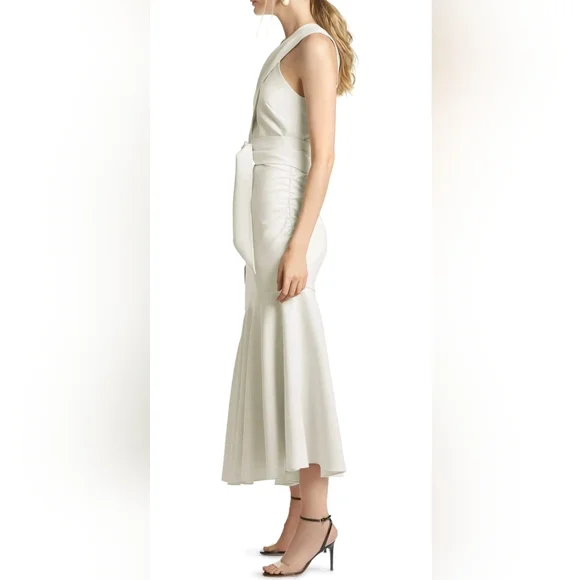 Sachin & Babi Naomi Halter Asymmetric Midi Ivory Dress 10 Wedding Party Formal - Picture 3 of 10
